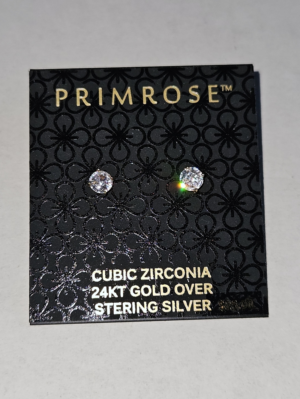 24KT Gold Over Sterling Silver and Cubic Zirconia Stud Earrings